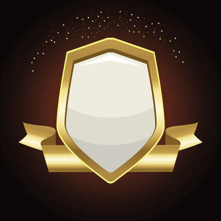 golden shield in ribbonのイラスト素材