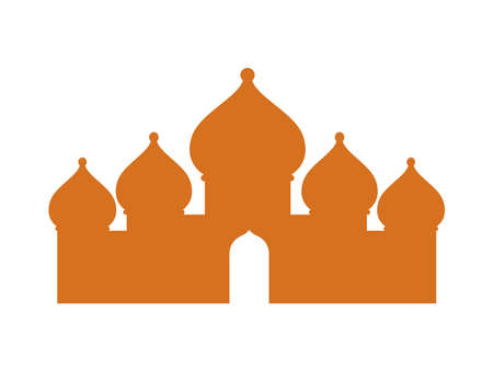 golden mosque silhouetteのイラスト素材
