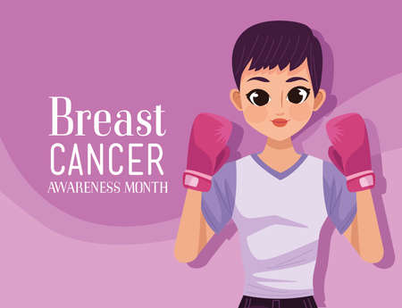 breast cancer lettering cardのイラスト素材