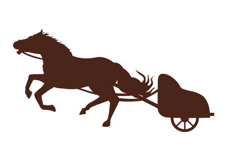 stallion with carriage silhouetteのイラスト素材