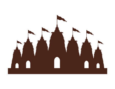 dussehra temple silhouetteのイラスト素材