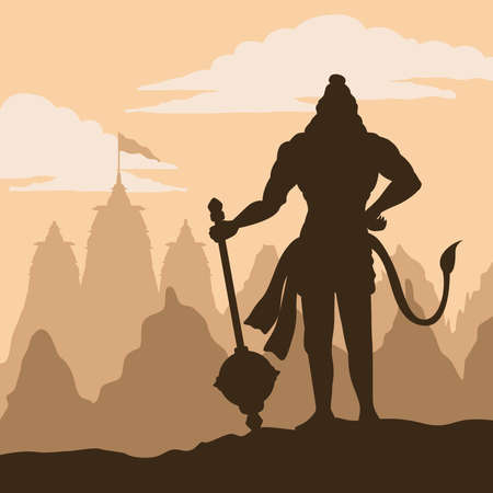 ravana standing silhouette dussehraのイラスト素材