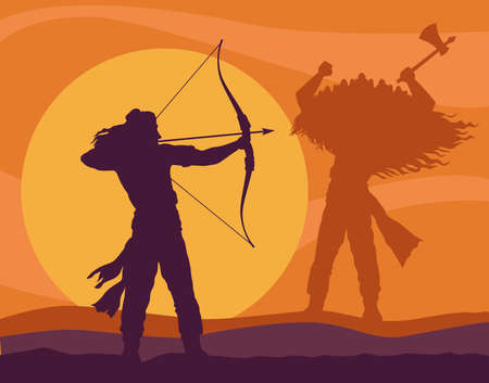 rama attacking ravana dussehraのイラスト素材