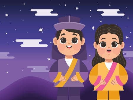 chuseok celebration postcardのイラスト素材