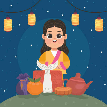woman in chuseok celebrationのイラスト素材
