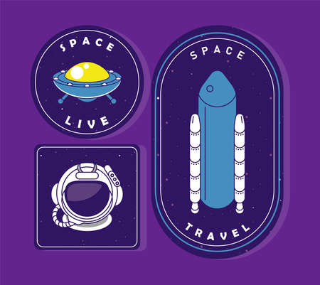 three space badges iconsのイラスト素材