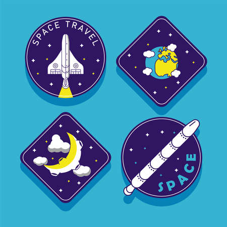 four space outer badgesのイラスト素材