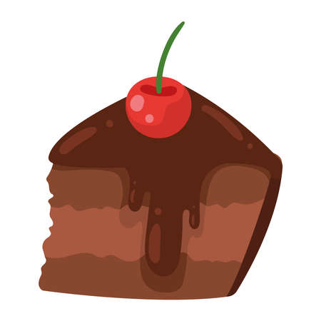 sweet chocolate cake portionのイラスト素材