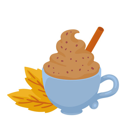 iced coffee cup and autumn leafsのイラスト素材