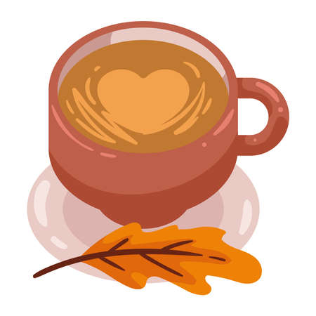 coffee cup and leaf iconのイラスト素材