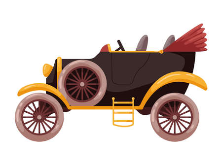 wooden antique retro carのイラスト素材