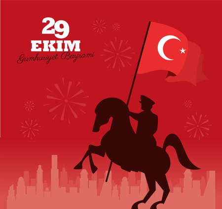 29 ekim bayrami letterign posterのイラスト素材