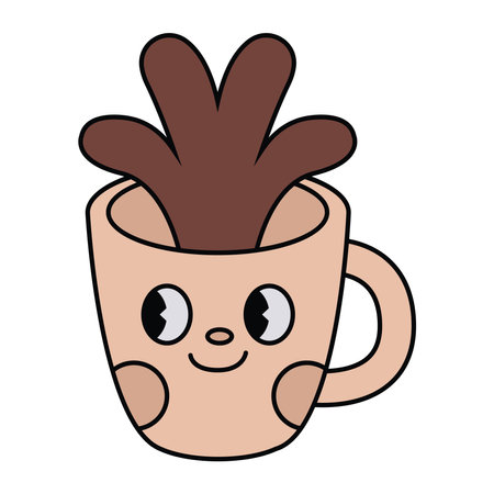 coffee cartoon retro characterのイラスト素材