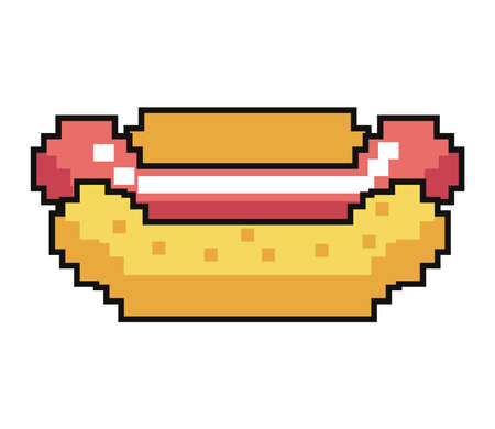 pixel art hot dogのイラスト素材