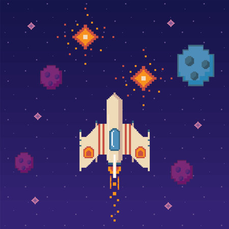 space ship eight bits styleのイラスト素材