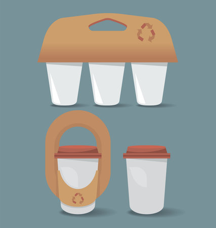 three take away mockup packsのイラスト素材