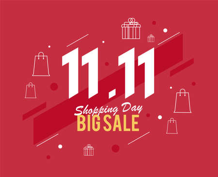 poster 11 11 shopping day redのイラスト素材