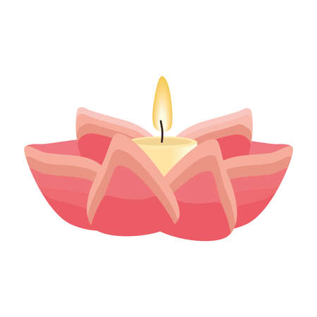 lotus flower with candleのイラスト素材