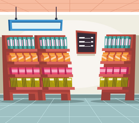 school supply store with shelfsのイラスト素材