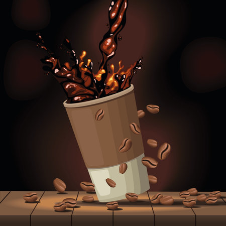 coffee in take away pot sceneのイラスト素材