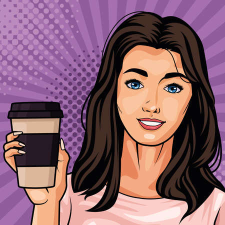 woman with take away coffee sceneのイラスト素材