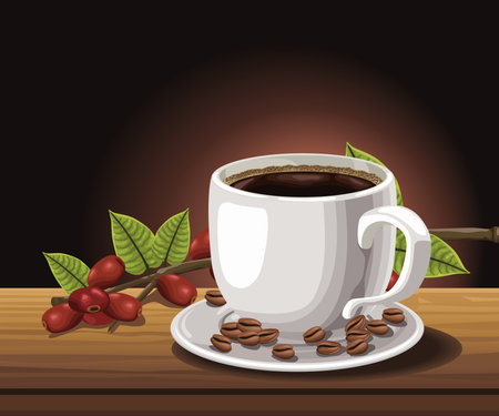 coffee cup and seedsのイラスト素材