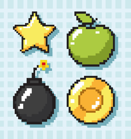 icons set pixel artのイラスト素材