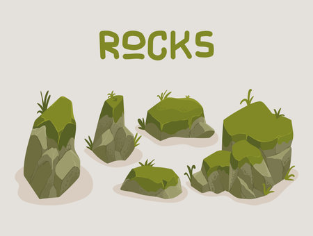 icons rocks and grassのイラスト素材