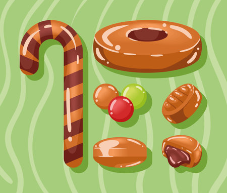 caramel and candies, setのイラスト素材
