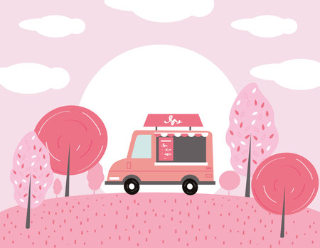 shop car in campのイラスト素材