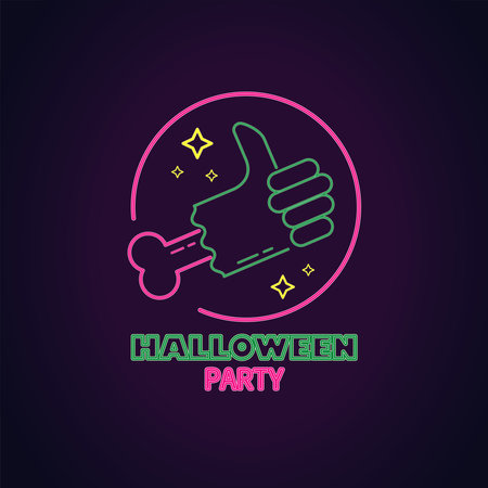 halloween party neon lightsのイラスト素材
