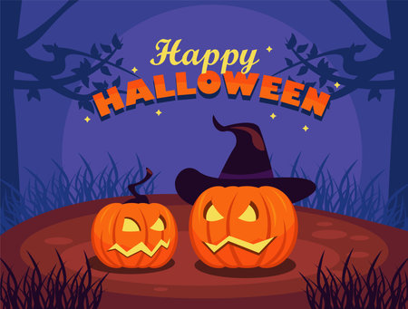 happy halloween letteringのイラスト素材