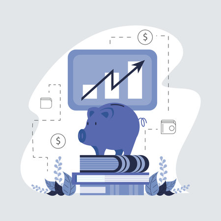 piggy saving and investingのイラスト素材