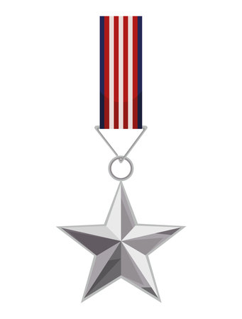 usa medal star silverのイラスト素材