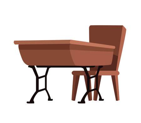 wooden school desk equipmentのイラスト素材
