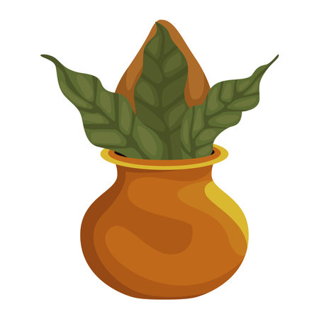 kalash with coconut and mango leafのイラスト素材