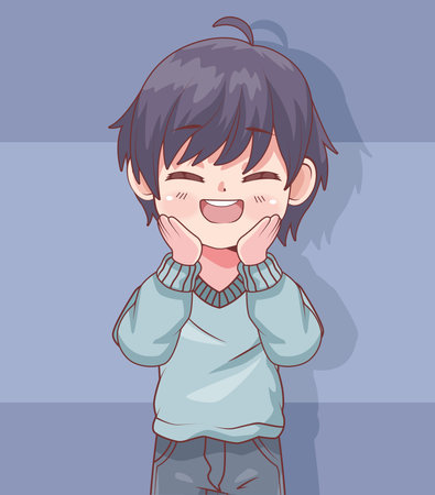 anime smiling boyのイラスト素材