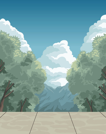 beauty landscape anime with parkのイラスト素材