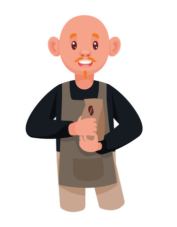 barista with coffee bagのイラスト素材