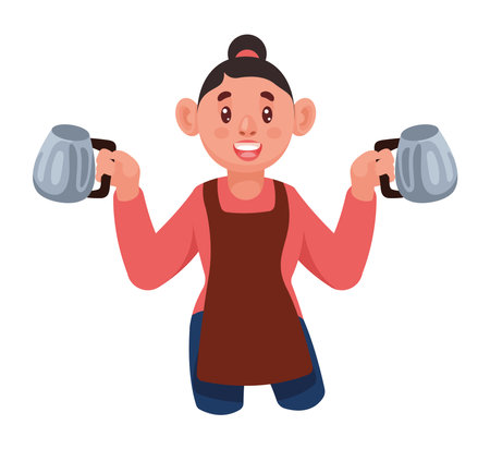female barista with teapotsのイラスト素材