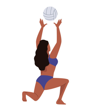 afro female volleyball playerのイラスト素材