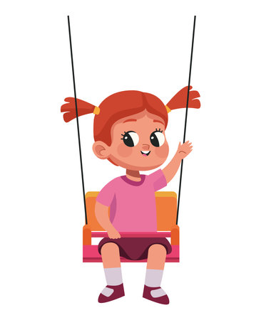 little girl in swingのイラスト素材