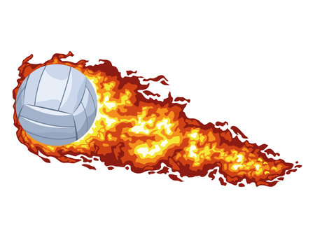 volleyball ball on fireのイラスト素材