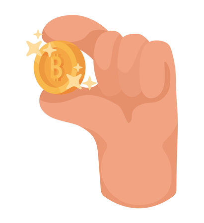 hand with bitcoinのイラスト素材