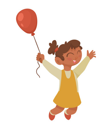 little girl with balloon heliumのイラスト素材