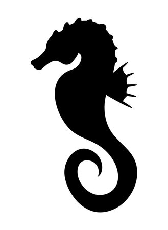 seahorse sealife animal silhouetteのイラスト素材