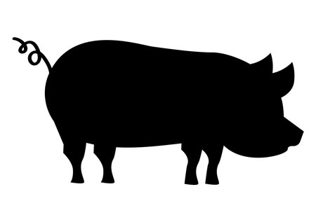 pork silhouette farm animalのイラスト素材