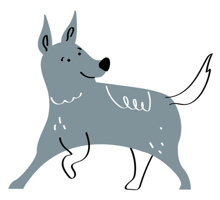 gray dog walkingのイラスト素材