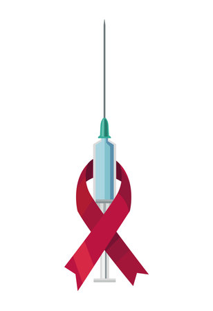 AIDS ribbon campaign in syringeのイラスト素材
