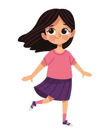 cute little girl standingのイラスト素材